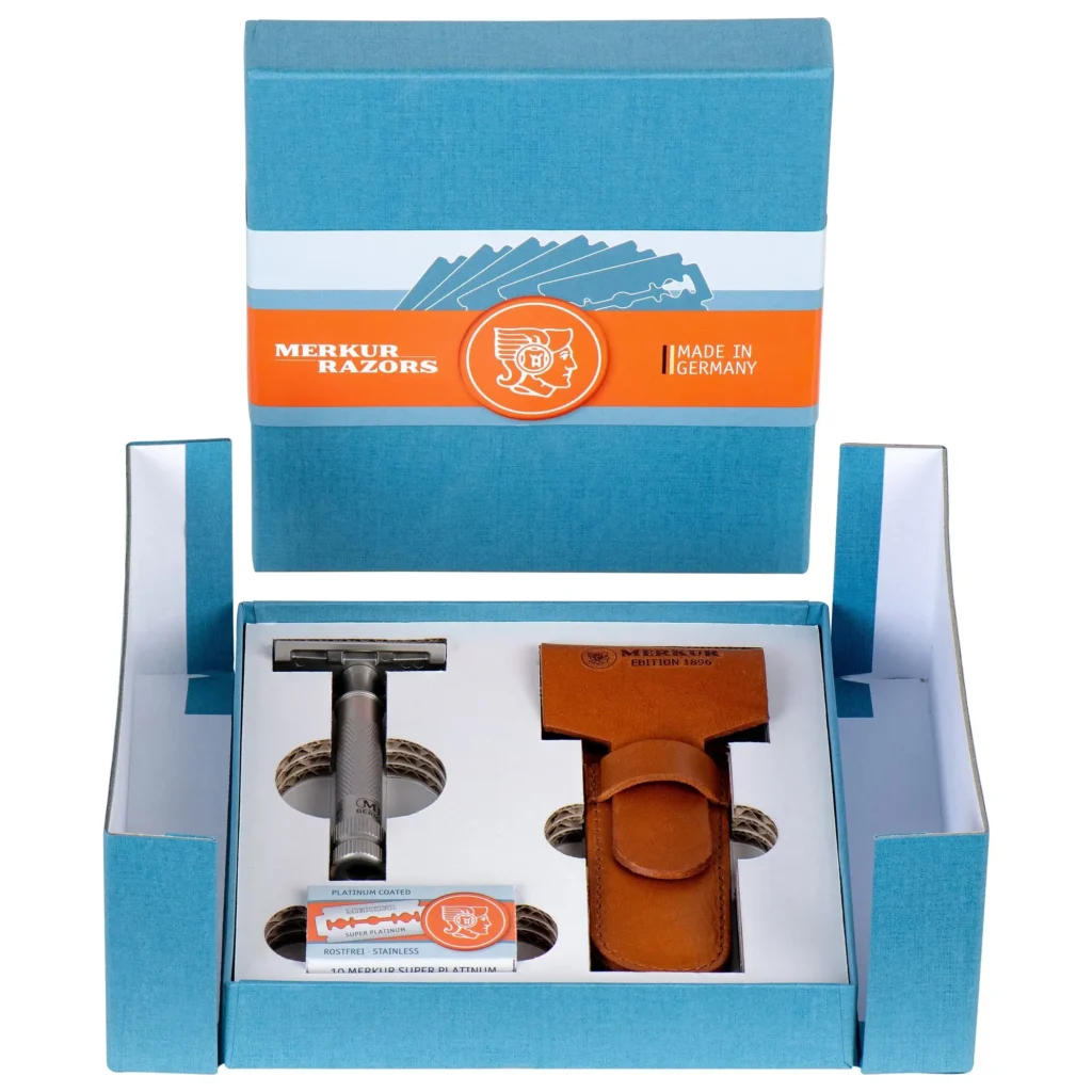 MERKUR 34 INOX 1896 Special Edition Safety Razor Gift Set Open