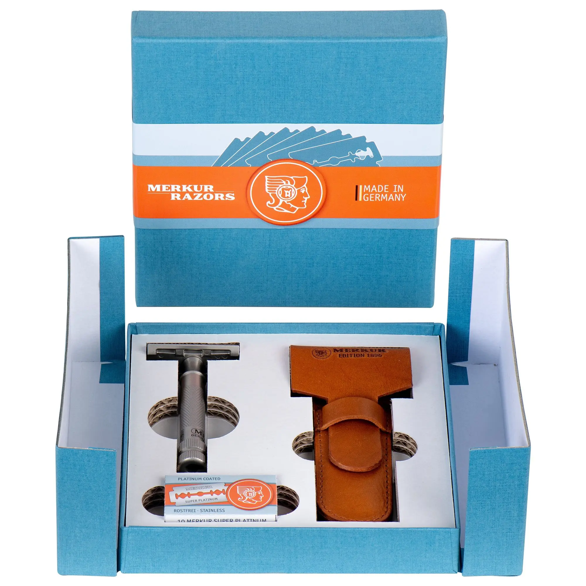 MERKUR 34 INOX 1896 Special Edition Safety Razor Gift Set Open